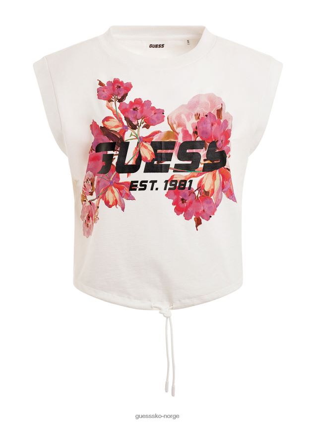 Guess front floral logo crop top hvit hvit kvinner F0LJ804896