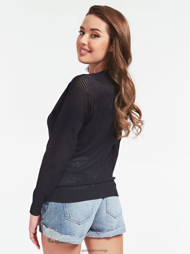 Guess front logo viskoseblanding genser mørkeblå mørke blå kvinner F0LJ806418