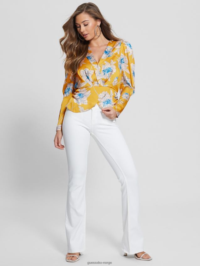 Guess golden bloom print øko lorenza trykt topp print med gyllen blomst kvinner F0LJ809203