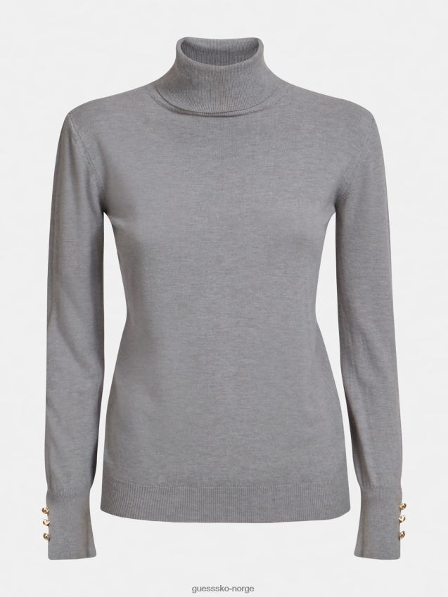Guess grå genser med høy hals med knapper grå kvinner F0LJ806449