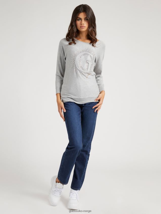 Guess grå multi g logo broderi genser grå multi kvinner F0LJ806121