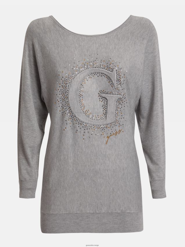 Guess grå multi g logo broderi genser grå multi kvinner F0LJ806121