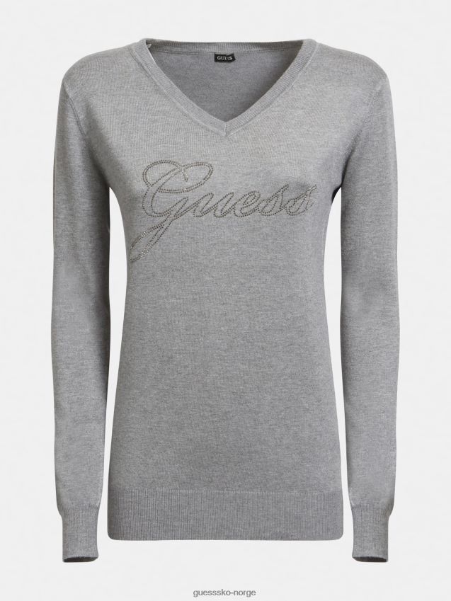 Guess grå multi rhinestones logo genser grå multi kvinner F0LJ806442