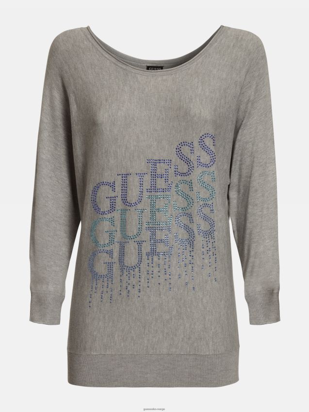 Guess grå multi rhinestones logo genser grå multi kvinner F0LJ806455