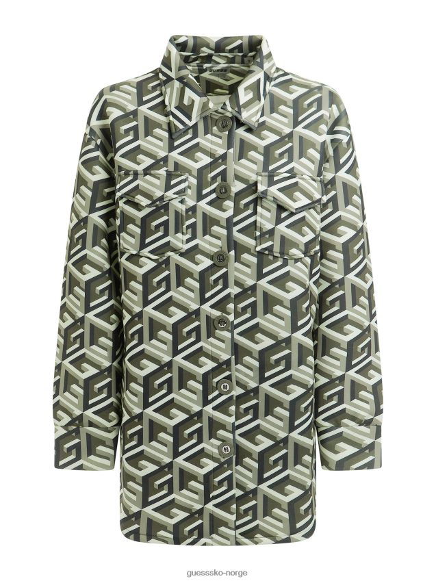 Guess grønn all over g cube logo scuba skjorte kjole grønn kvinner F0LJ804887