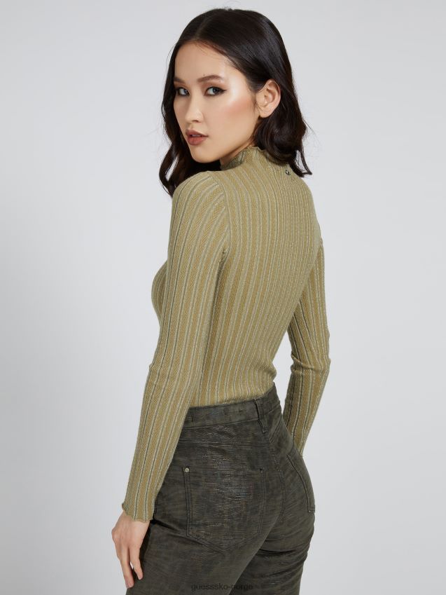 Guess grønn genser i viskoseblanding med turtelhals grønn kvinner F0LJ806118