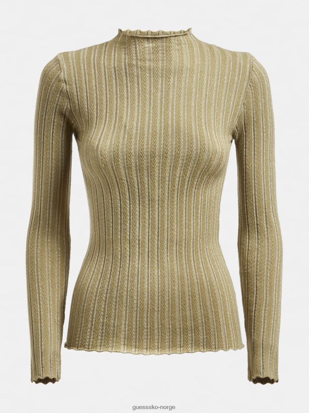 Guess grønn genser i viskoseblanding med turtelhals grønn kvinner F0LJ806118