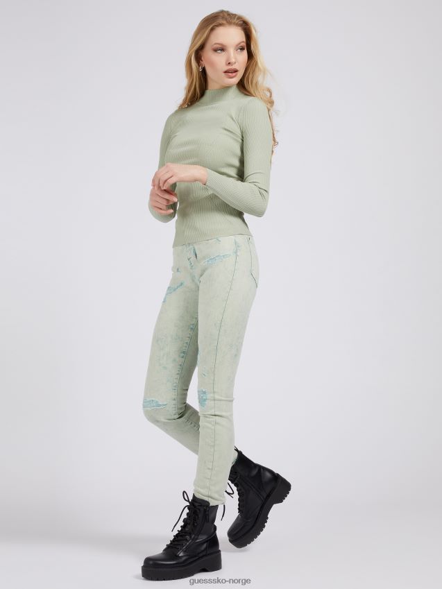 Guess grønn genser i viskoseblanding med turtelhals grønn kvinner F0LJ806355