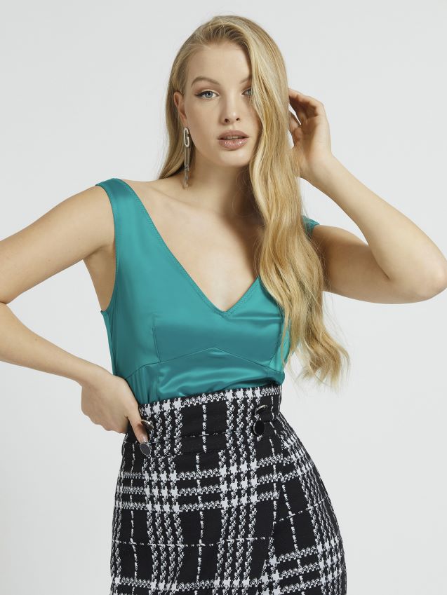 Guess grønn pois motiv tank topp grønn kvinner F0LJ806394