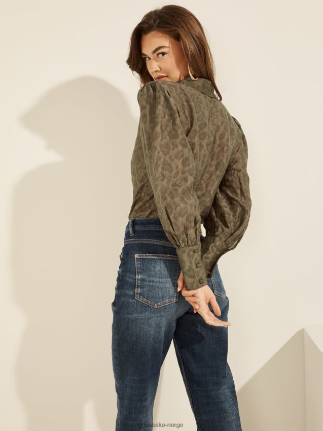 Guess grønn skjorte med dyrere trykk grønn kvinner F0LJ806398