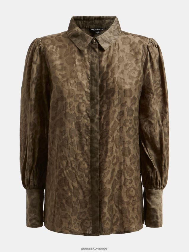 Guess grønn skjorte med dyrere trykk grønn kvinner F0LJ806398