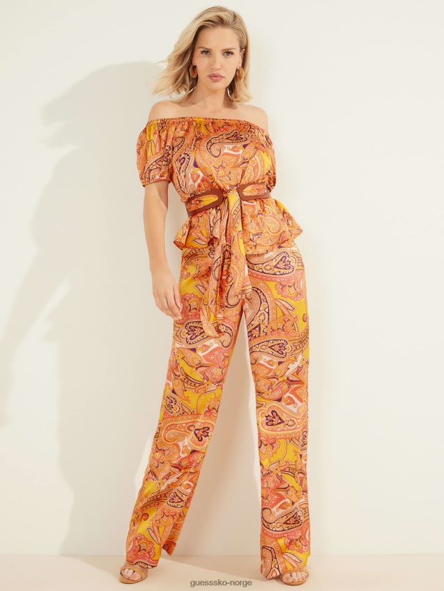 Guess gul marciano all over print topp gul kvinner F0LJ803796