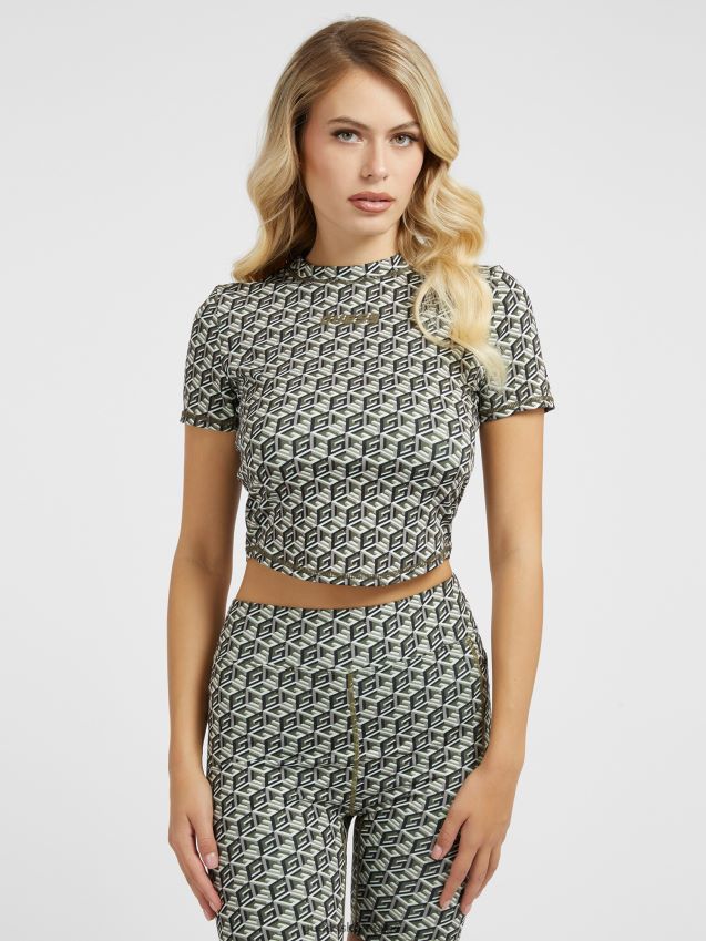 Guess hele g kubelogo aktiv topp grønn grønn kvinner F0LJ804904