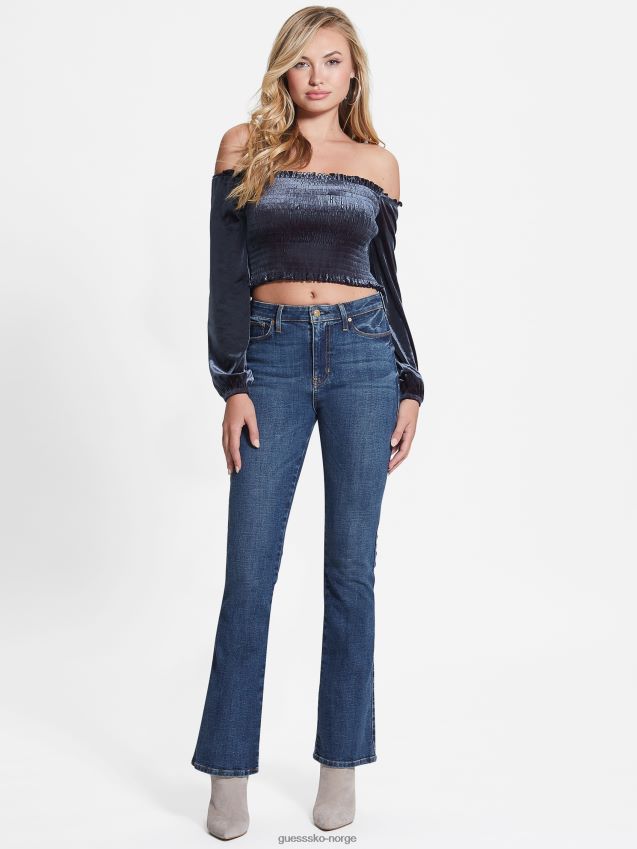 Guess hima off-the-shoulder velour topp nordic sea multi nordisk sjø multi kvinner F0LJ809279