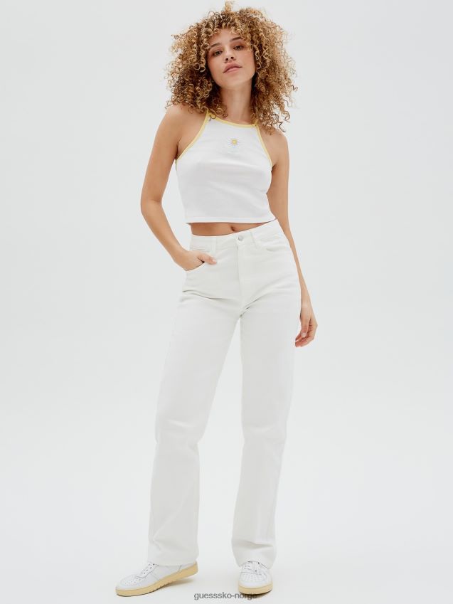 Guess hvit front daisy crop tank topp hvit kvinner F0LJ803475