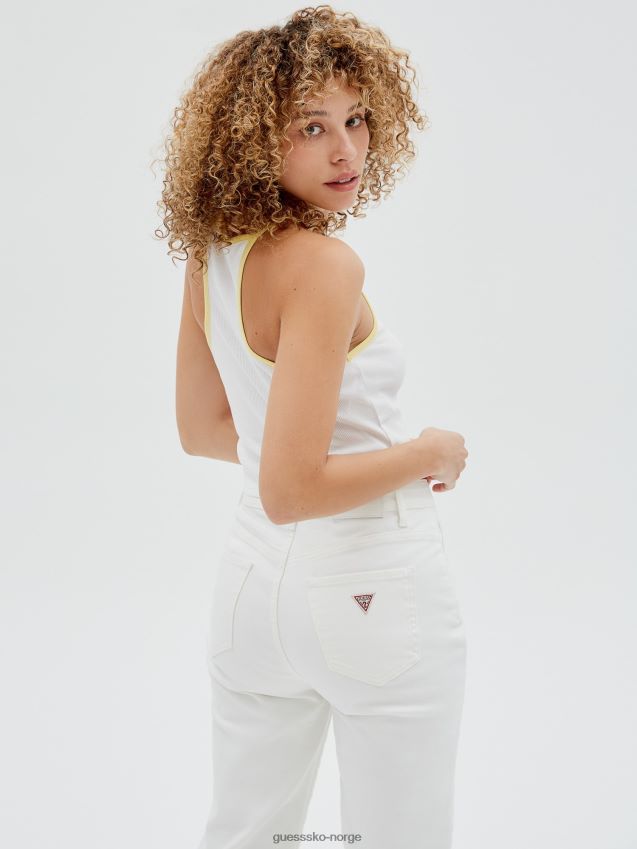Guess hvit front daisy crop tank topp hvit kvinner F0LJ803475