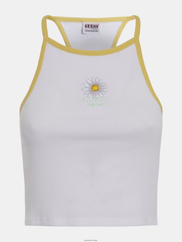 Guess hvit front daisy crop tank topp hvit kvinner F0LJ803475