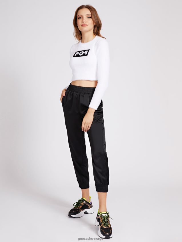 Guess hvit genser med rund hals og crop fit hvit kvinner F0LJ805800