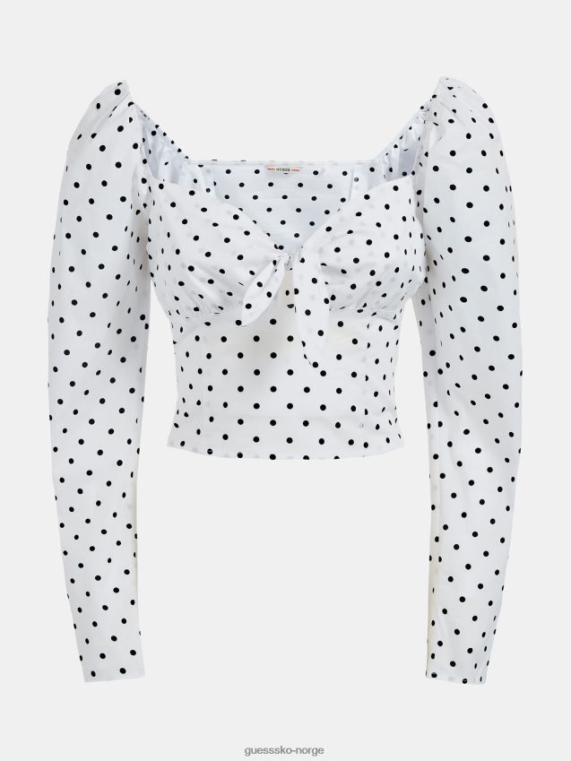 Guess hvit multi all-over polkaprikket topp hvit multi kvinner F0LJ805773
