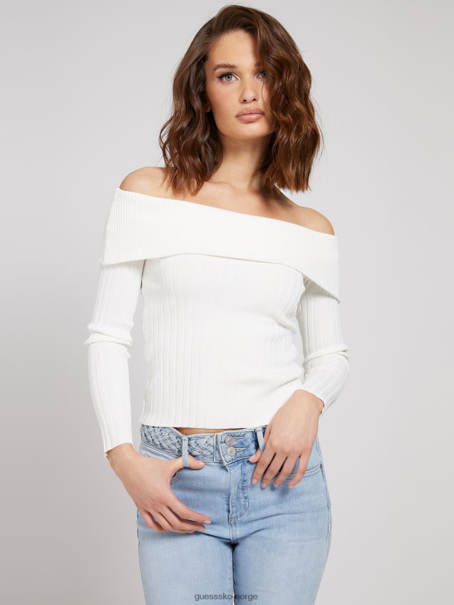 Guess hvit off-shoulder genser hvit kvinner F0LJ806759
