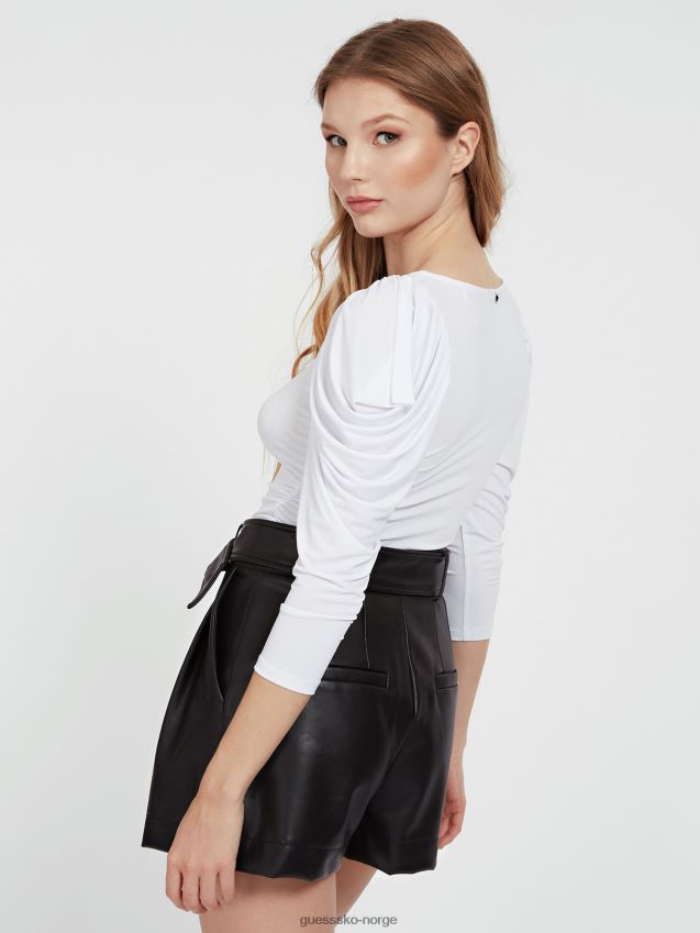 Guess hvit trekvart ermer med rynket skuldre hvit kvinner F0LJ805736