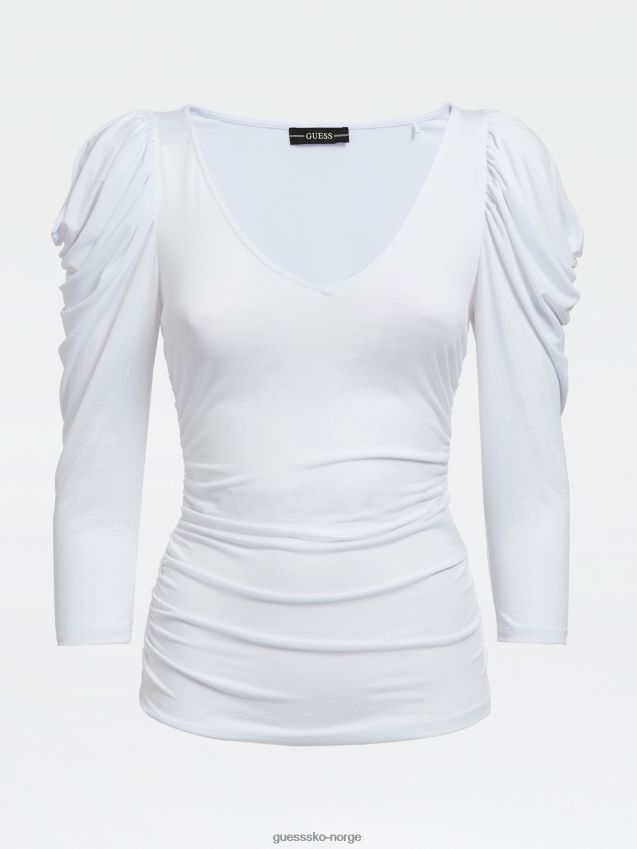 Guess hvit trekvart ermer med rynket skuldre hvit kvinner F0LJ805736