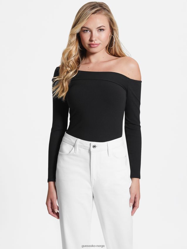 Guess jet black øko amelia off-the-shoulder topp kulsvart kvinner F0LJ809440