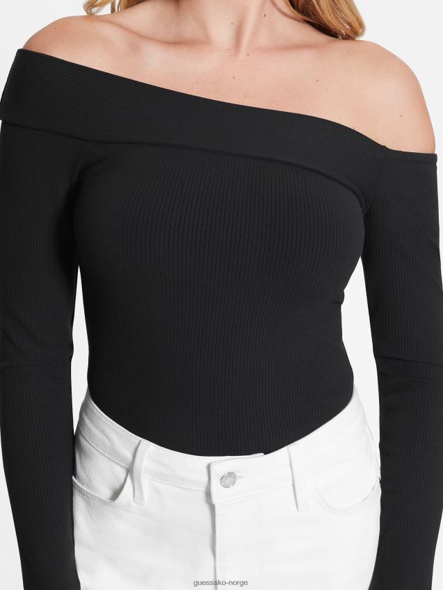 Guess jet black øko amelia off-the-shoulder topp kulsvart kvinner F0LJ809440