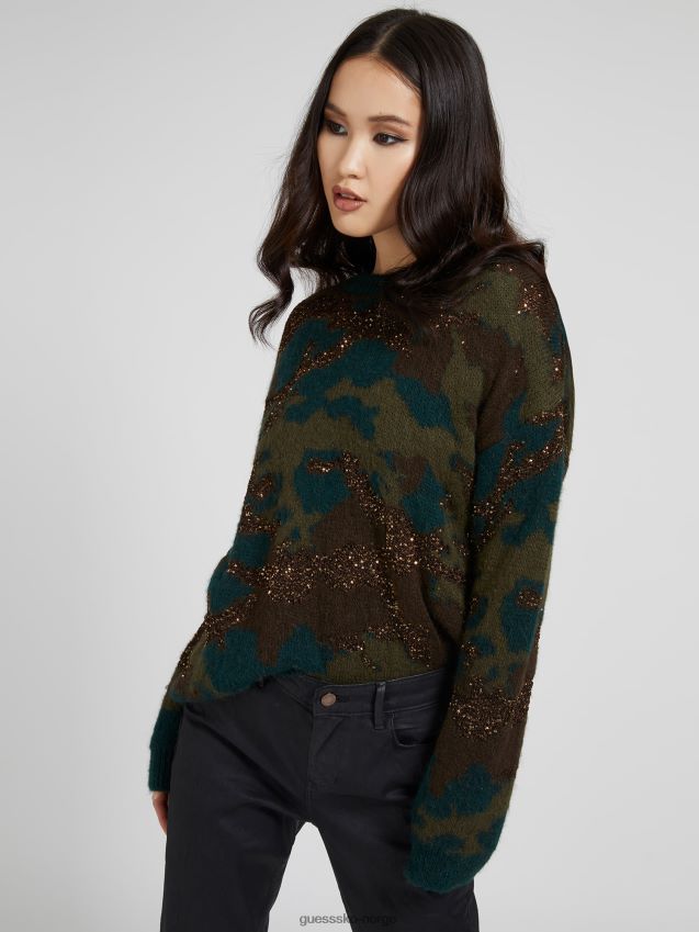 Guess kamuflasje kamuflasje ullblandingsgenser kamuflere kvinner F0LJ805845