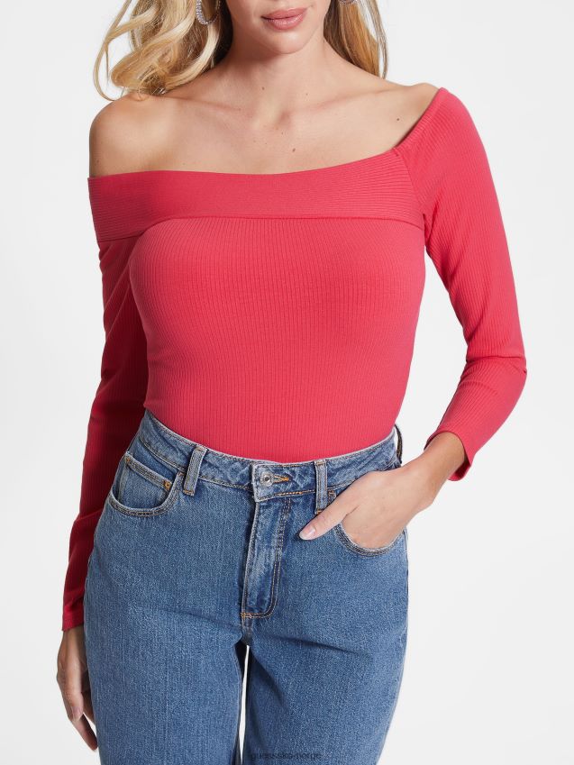 Guess øko amelia off-the-shoulder topp fruktjuice rosa fruktjuice rosa kvinner F0LJ809399