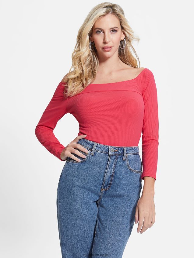Guess øko amelia off-the-shoulder topp fruktjuice rosa fruktjuice rosa kvinner F0LJ809399