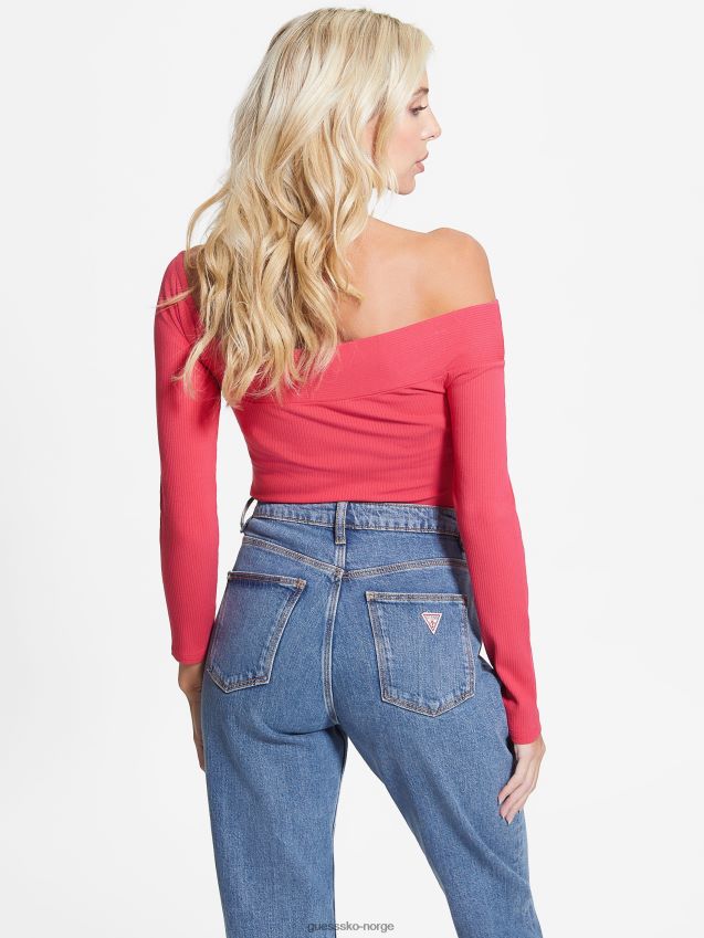 Guess øko amelia off-the-shoulder topp fruktjuice rosa fruktjuice rosa kvinner F0LJ809399