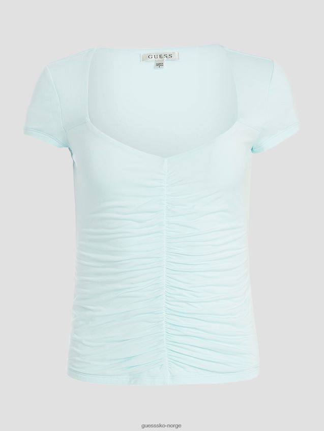 Guess øko rayla ruched topp myk aqua myk aqua kvinner F0LJ809507