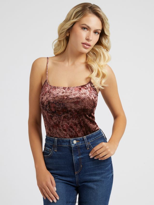 Guess kropp med lilla fløyel med blomstertrykk lilla kvinner F0LJ803064