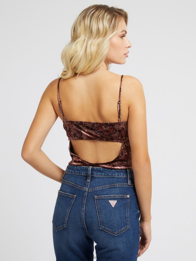 Guess kropp med lilla fløyel med blomstertrykk lilla kvinner F0LJ803064