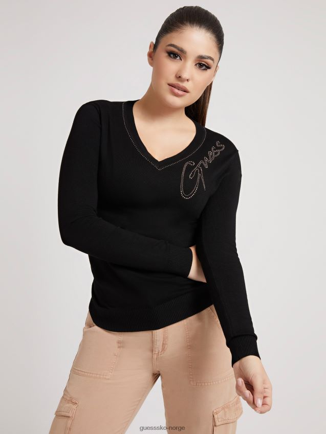 Guess logo broderi genser svart svart kvinner F0LJ806287