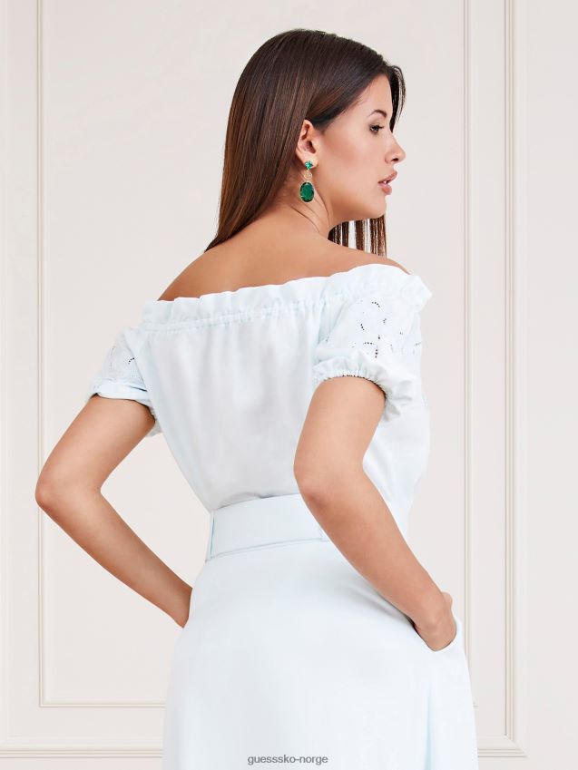 Guess lyseblå marciano off-shoulder topp lyse blå kvinner F0LJ803278