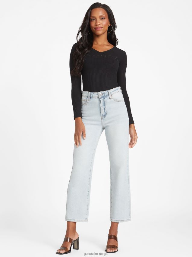 Guess mabel rhinestone logo topp jet black kulsvart kvinner F0LJ807181