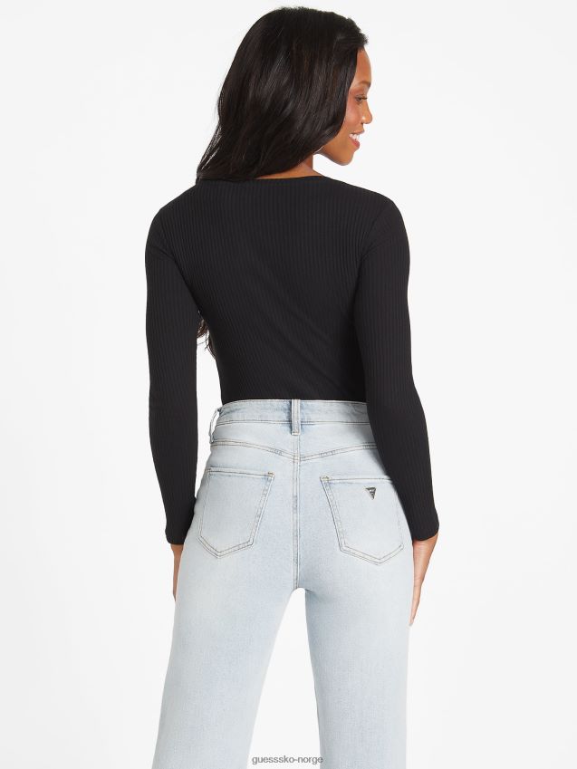 Guess mabel rhinestone logo topp jet black kulsvart kvinner F0LJ807181