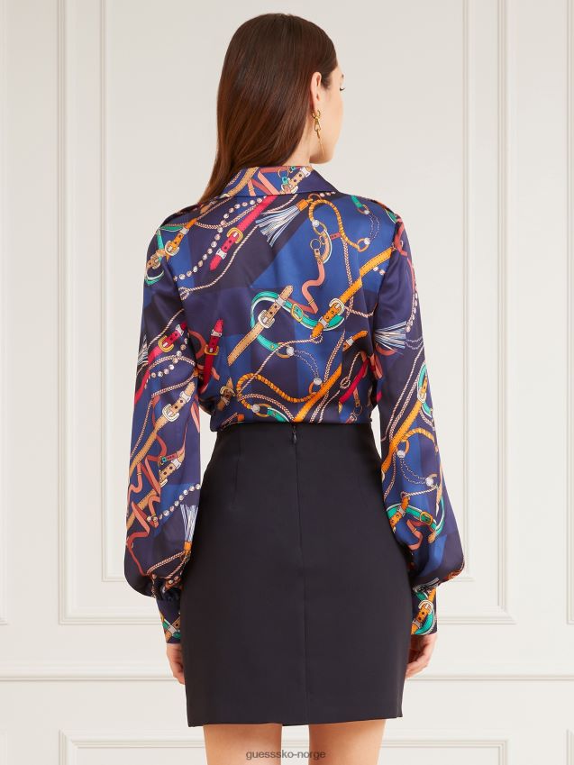 Guess marciano all over print body blå multi blå multi kvinner F0LJ806336