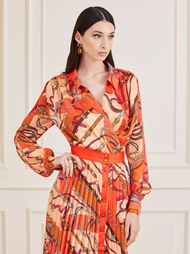 Guess marciano all over print body nyanser av oransje nyanser av oransje kvinner F0LJ806766