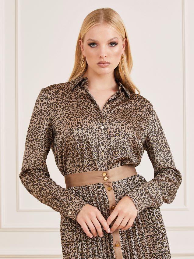 Guess marciano all over print skjorte animalier dyrere kvinner F0LJ806729