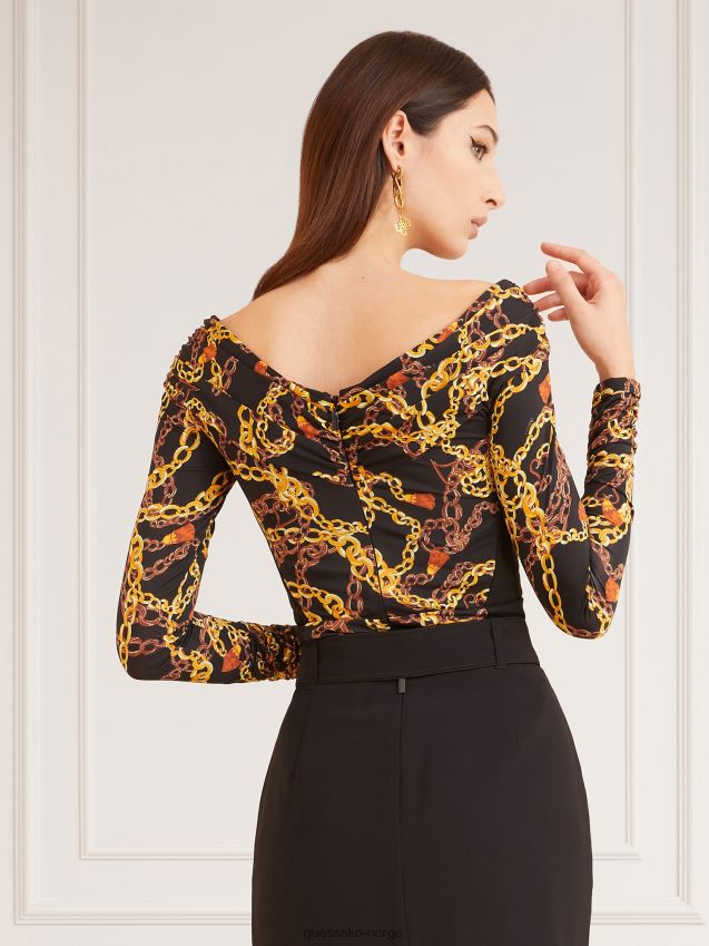 Guess marciano kjede print topp svart multi svart multi kvinner F0LJ805958