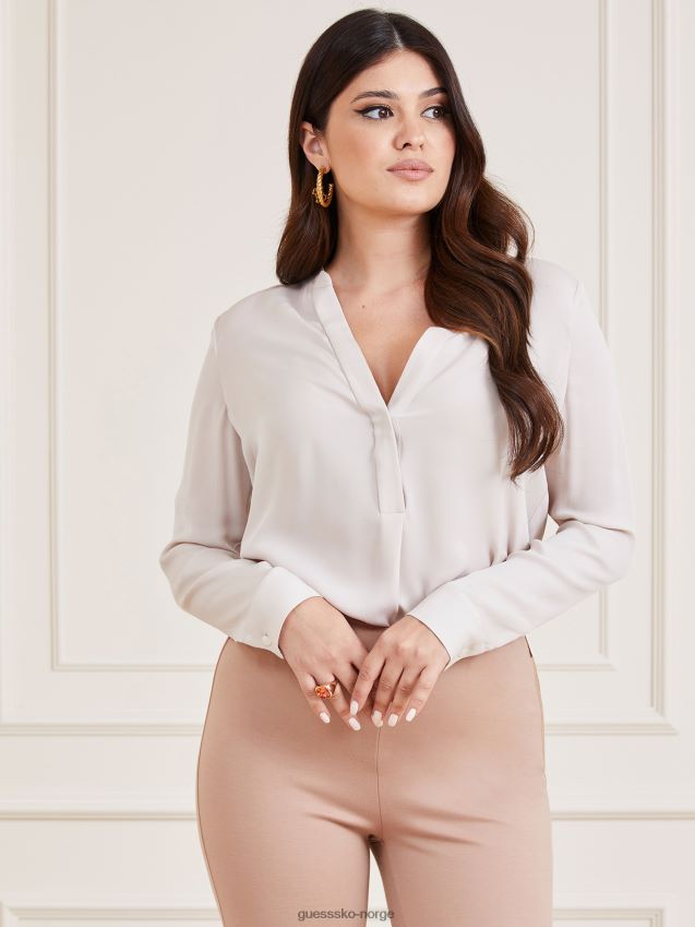 Guess marciano silke bluse krem krem kvinner F0LJ803115