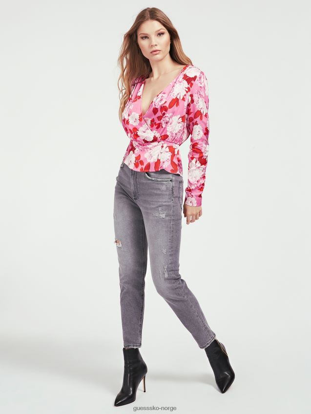 Guess multi rosa bluse med all over print multi rosa kvinner F0LJ805844