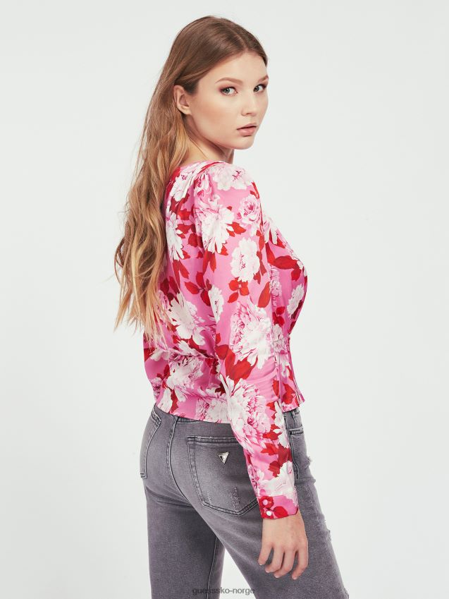 Guess multi rosa bluse med all over print multi rosa kvinner F0LJ805844