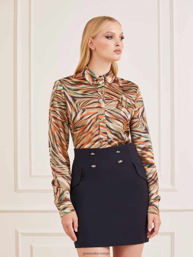 Guess multibeige marciano skjorte med all over print multi beige kvinner F0LJ805961