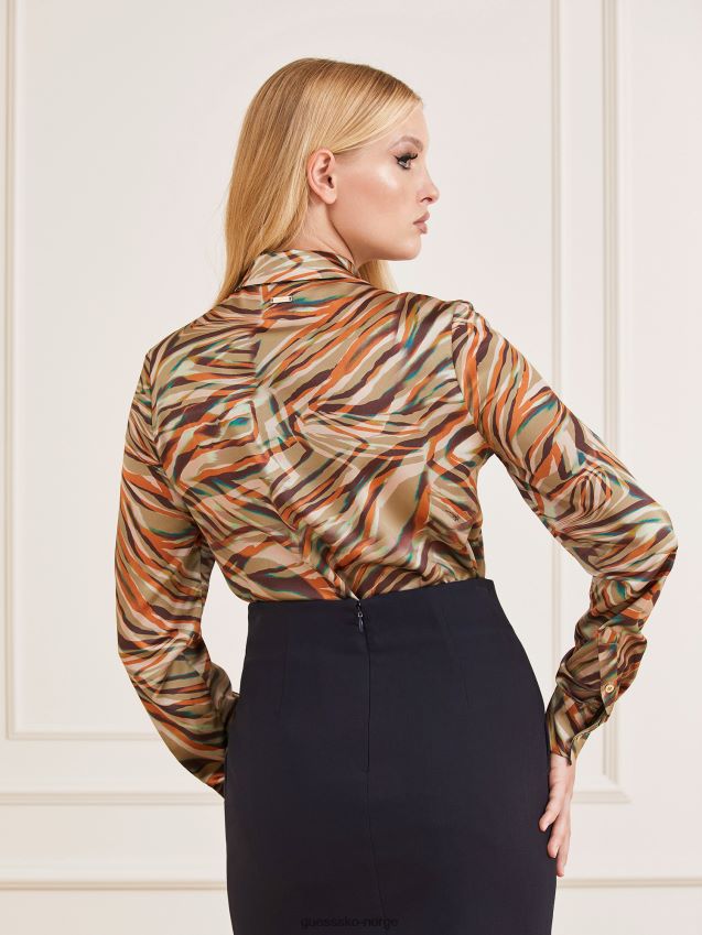 Guess multibeige marciano skjorte med all over print multi beige kvinner F0LJ805961
