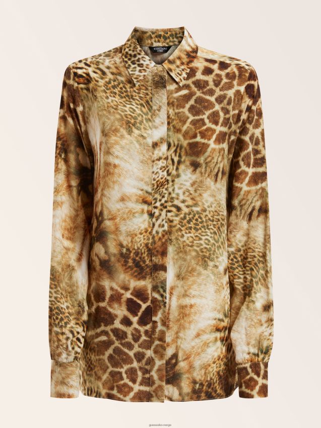 Guess multibeige skjorte med marciano animalier trykk multi beige kvinner F0LJ806563