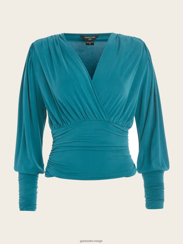 Guess natalia rynket topp utsmykket blågrønn utsmykket blågrønn kvinner F0LJ809427